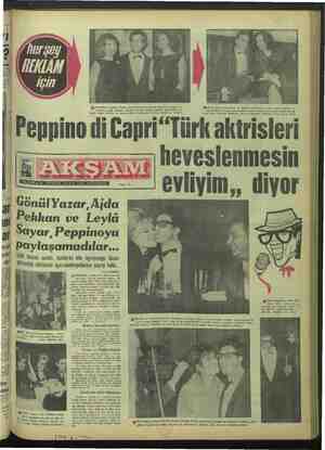  “Peppino di Capri “Türk aktrisleri | heveslenmesin | evliyim,, diyor id NN yasar a ,Ajda il Pekkan ve Leylâ al Sayar,...