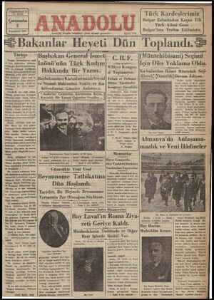 Anadolu Gazetesi 2 Ocak 1935 kapağı