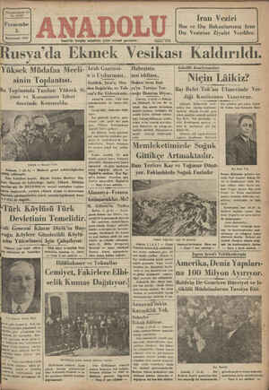 Anadolu Gazetesi 3 Ocak 1935 kapağı