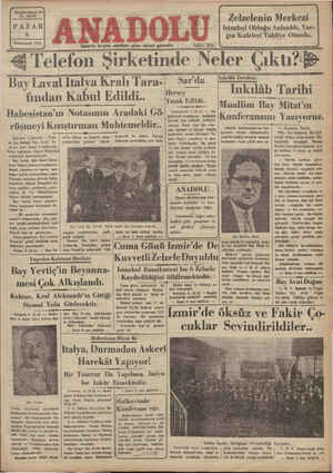Anadolu Gazetesi 6 Ocak 1935 kapağı