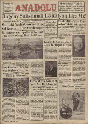 Anadolu Gazetesi 17 Ocak 1935 kapağı