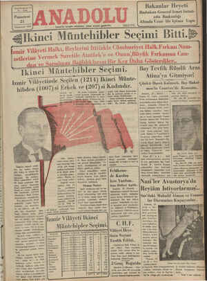Anadolu Gazetesi 21 Ocak 1935 kapağı