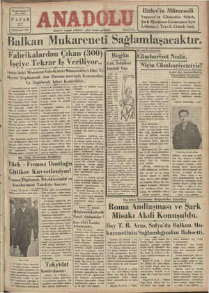 Anadolu Gazetesi 27 Ocak 1935 kapağı