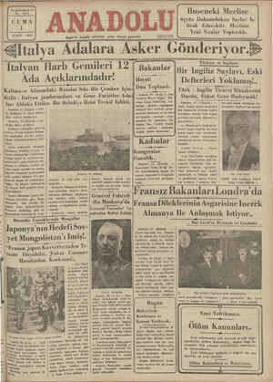 Anadolu Gazetesi 1 Şubat 1935 kapağı