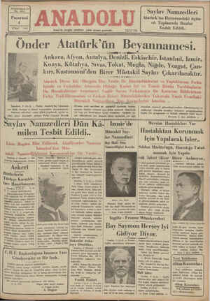 Anadolu Gazetesi 4 Şubat 1935 kapağı