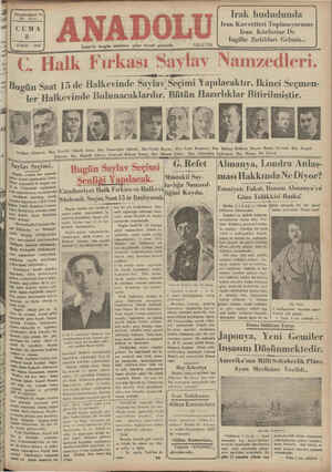 Anadolu Gazetesi 8 Şubat 1935 kapağı