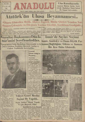 Anadolu Gazetesi 10 Şubat 1935 kapağı