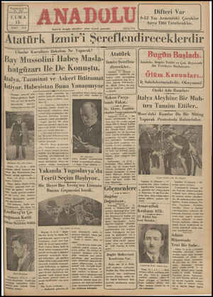 Anadolu Gazetesi 15 Şubat 1935 kapağı