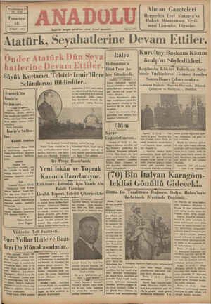 Anadolu Gazetesi 18 Şubat 1935 kapağı