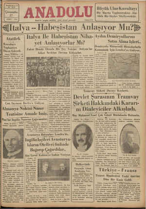 Anadolu Gazetesi 27 Şubat 1935 kapağı