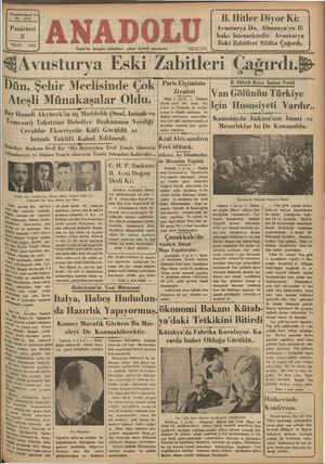 Anadolu Gazetesi 8 Nisan 1935 kapağı