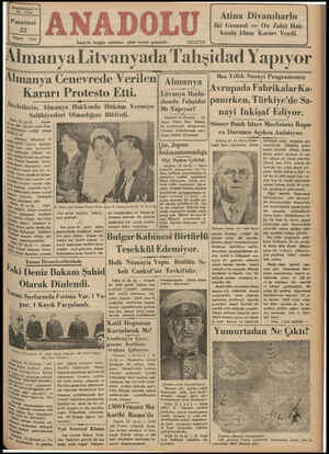  Yiraldördüncü Yıl —. 5192 Pazartesi TTTT Alman a Cenevrede Verilen İzmir'de hergün sabahları çıkar siyasal gazetedir. Kararı