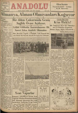 Anadolu Gazetesi 29 Nisan 1935 kapağı