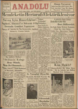 Anadolu Gazetesi 1 Mayıs 1935 kapağı