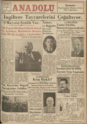 Anadolu Gazetesi 3 Mayıs 1935 kapağı