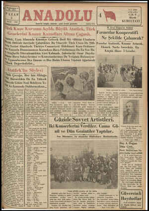  Tirmidördüncü vP No, 6204 9.'5. 1935 vi BAA ANKARA PAZAR CH, P. 5 i Büyük —Z ' KURULTAYI | İzmir'de hergün sahahları çıkar