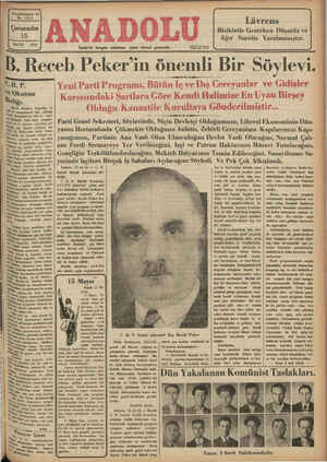 Anadolu Gazetesi 15 Mayıs 1935 kapağı