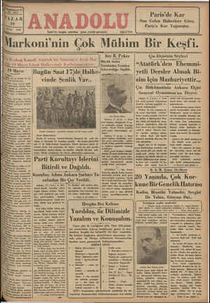 Anadolu Gazetesi 19 Mayıs 1935 kapağı
