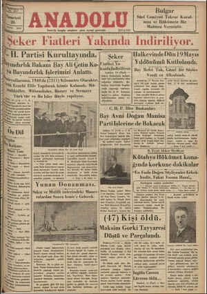 Anadolu Gazetesi 20 Mayıs 1935 kapağı