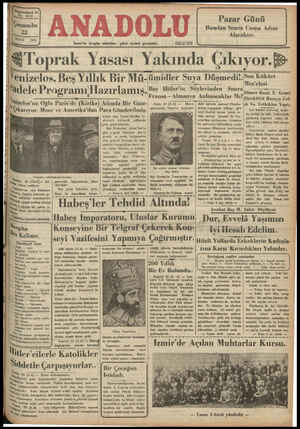 Anadolu Gazetesi 22 Mayıs 1935 kapağı
