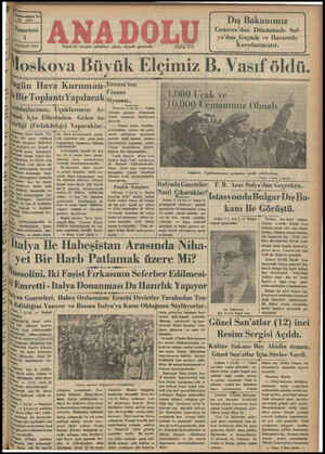 Anadolu Gazetesi 3 Haziran 1935 kapağı