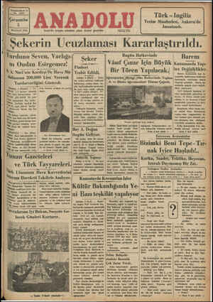 Anadolu Gazetesi 5 Haziran 1935 kapağı