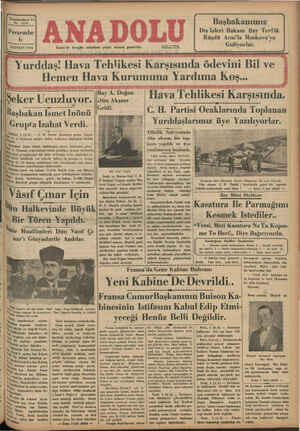 Anadolu Gazetesi 6 Haziran 1935 kapağı