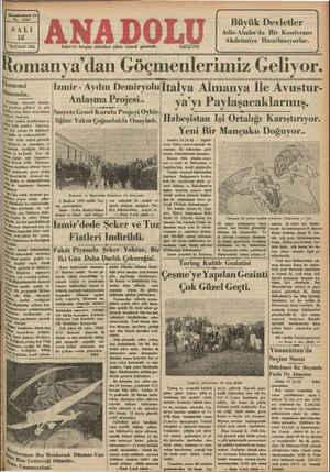 Anadolu Gazetesi 18 Haziran 1935 kapağı