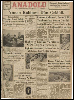  ldördüncü Yıl B 6266 ». Cumartesi 20 TEMMUZ 1935 Türk -Rus Dostluğu aşbakan İsmet İnönü Ovyet Ermenistanında. .ı“osılal'...