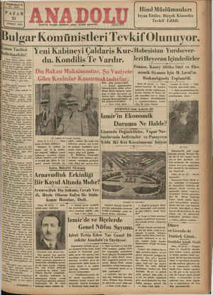 Anadolu Gazetesi 21 Temmuz 1935 kapağı
