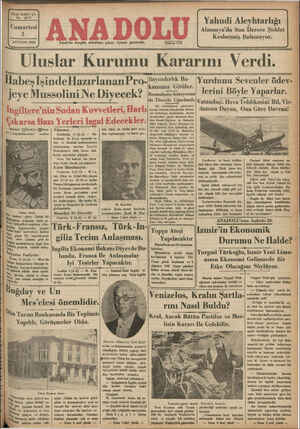 Anadolu Gazetesi 3 Ağustos 1935 kapağı