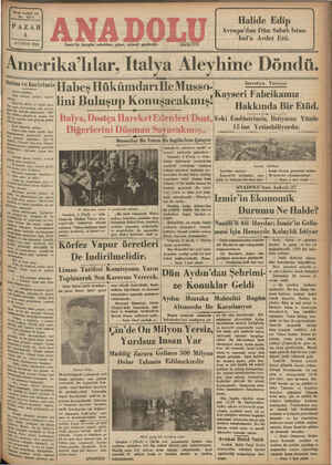 Anadolu Gazetesi 4 Ağustos 1935 kapağı