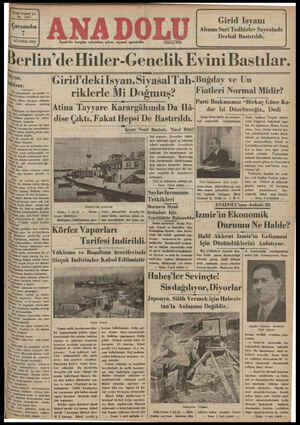 Anadolu Gazetesi 7 Ağustos 1935 kapağı