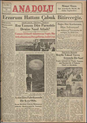 Anadolu Gazetesi 10 Ağustos 1935 kapağı