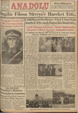 Anadolu Gazetesi 25 Ağustos 1935 kapağı