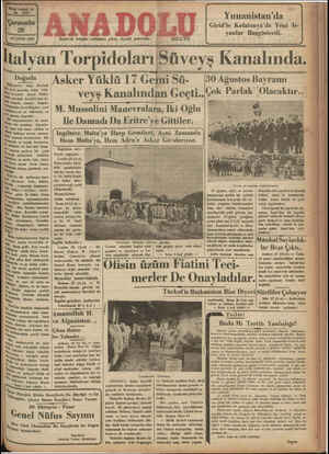 Anadolu Gazetesi 28 Ağustos 1935 kapağı
