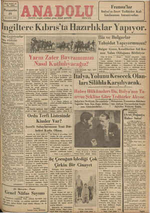Anadolu Gazetesi 29 Ağustos 1935 kapağı
