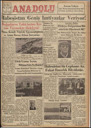  L No.. 6303 FPAZAR 1 Ka EYLÜL 1936 Habeşist WW Runu,- İzmir'de hergün Babahları çıkar, “siyasal gazetedir. Kendi Töprak'...