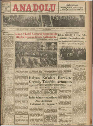 Anadolu Gazetesi 11 Eylül 1935 kapağı