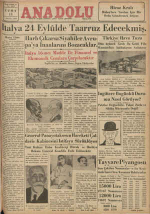 Anadolu Gazetesi 13 Eylül 1935 kapağı