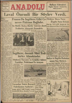 Anadolu Gazetesi 14 Eylül 1935 kapağı