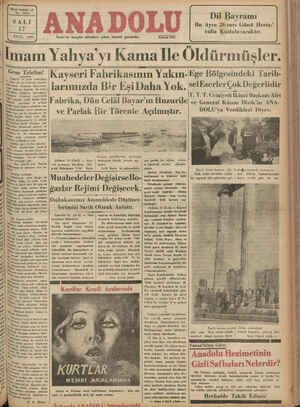    b) Yirmi beşinci yıl No. 6316 Pi ij EYLÜL 1935 İzmir'de hergün sabahları çıkar, siyasal gazetedir. Telef on: 2776 Dil...