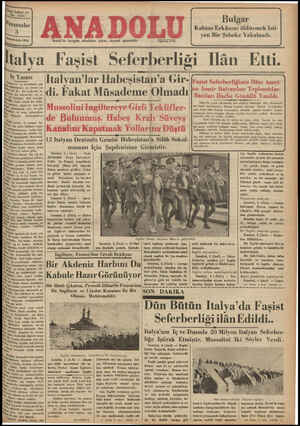 Anadolu Gazetesi 3 Ekim 1935 kapağı