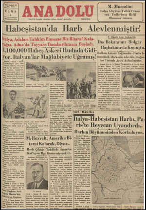 Anadolu Gazetesi 4 Ekim 1935 kapağı