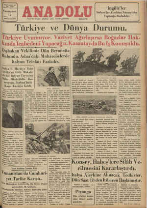    | Yizmi beşinci yıl No. 6338 Cumartesi 12 aa daĞan Birincitetrin 1935 İzmir'de hergün sabahları çıkar, siyasal gazetedir.