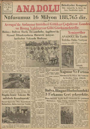 Anadolu Gazetesi 25 Ekim 1935 kapağı