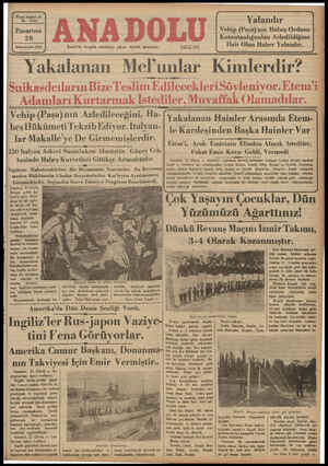  Yirmi beşinel yıl No. 6354 Pazartesi 28 Birincitekrin 1935 İzmir'de hergün sabahları çıkar, siyasal gazetedir. | Vehıp (Paşa)