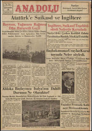  Yirmi beşinci yıl No. 6856 Çarşamba 30 Birineiteteln 1936 İzmir'de hergün sabahları çıkar, siyasal gazetedir. Telefon: 2776
