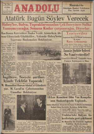  Yizmi beşinci yıl No, 65358 CUMA 1 İkimeiteârin 19365 — Atatürk Bugün Sö S Z GZETLELEMEEEEEĞEKELEZEARAEEE VO SST Z eT...