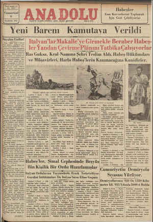 Anadolu Gazetesi 9 Kasım 1935 kapağı